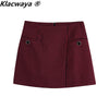 Klacwaya Women Suit Houndstooth 2 Piece Set Women Tweed Suits With Skirt Cropped Blazer Plaid Jacket High-Waisted Skirts Sets