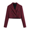 Klacwaya Women Suit Houndstooth 2 Piece Set Women Tweed Suits With Skirt Cropped Blazer Plaid Jacket High-Waisted Skirts Sets