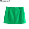 Klacwaya Womens Suits Blazer With Skirt Women Office Lady Suit 2 Piece Set Women Green Mini Skirts Single Breasted Blazers Sets