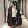 Klacwaya Za 2022 Black Plaid Blazer Woman Spring Jacket Female Office Casual Long Sleeve Double Breasted Checked Blazer Coat