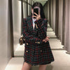 Klacwaya Za 2022 Black Plaid Blazer Woman Spring Jacket Female Office Casual Long Sleeve Double Breasted Checked Blazer Coat