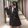 Klacwaya Za 2022 Black Plaid Blazer Woman Spring Jacket Female Office Casual Long Sleeve Double Breasted Checked Blazer Coat