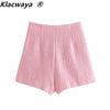 Klacwaya Za 2022 Blazer Women Pink Plaid Texture Casual Blazer Spring Autumn Office Double breasted Blazer Coat