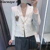 Klacwaya Za White Blazer Women Suit Jacket With Buttons Blazer Women Casual Blazer Set Women Jacket