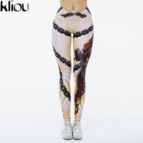New Fashion Hight Waist Chain Print Casual Leggings Women Fitness Leggings Fashion Patchwork Workout Legging