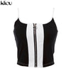 New Fashion Red White Patchwork Zipper Fly Women Crop Tops Cotton Casual Knitted Tank tops Camis Slim Camisole