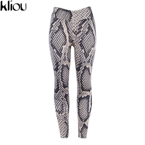 New Women Fitness Wear Snake Skin Printed Stretch Leggings Pants Female Casual Snake Skin Sporting Workout Leggings