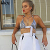Summer Sexy Backless Crop Top With Sashes Bandage Halter For Women Hollow Out Strap Tie Up Sexy Summer Fashion Top