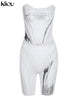 Kliou Hipster Mesh Two Piece Set Women See Through Letter Print Sleevless Y2K Top+High Waist Elastic Sheath Slim Women Pants