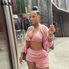 Kliou Sexy Flannel Three Piece Set Women Autumn Long Solid Coat Bikini Underwear Lace Cleavage Top+Elastic Waist Casual Pants
