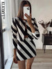 Klkxmyt 2023 Summer Women 2 Pieces Sets OL Mini Skirts Blazer Suit Striped Office Outfits Jacket Long Sleeve Tops Female Set