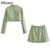 Klkxmyt Za 2 Piece Sets Women 2022 Office Suit Cropped Blazer Jacket+High Wasited Mini Skirts Set Casual Women Outfit