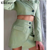 Klkxmyt Za 2 Piece Sets Women 2022 Office Suit Cropped Blazer Jacket+High Wasited Mini Skirts Set Casual Women Outfit