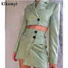 Klkxmyt Za 2 Piece Sets Women 2022 Office Suit Cropped Blazer Jacket+High Wasited Mini Skirts Set Casual Women Outfit