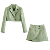 Klkxmyt Za 2 Piece Sets Women 2022 Office Suit Cropped Blazer Jacket+High Wasited Mini Skirts Set Casual Women Outfit