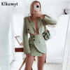 Klkxmyt Za 2 Piece Sets Women 2022 Office Suit Cropped Blazer Jacket+High Wasited Mini Skirts Set Casual Women Outfit