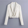Klkxmyt Za 2022 Stripe Cropped Casual Blazer Suit Women Skirt Set High Waisted Hem Split Skirt Woman Blazer Two Piece Set
