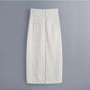 Klkxmyt Za 2022 Stripe Cropped Casual Blazer Suit Women Skirt Set High Waisted Hem Split Skirt Woman Blazer Two Piece Set