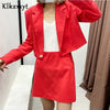 Klkxmyt Za 2022 Vintage Two Pieces Sets Women Linen Cropped Blazers Coat And High Wasit Mini Skirts Casual Women Sets