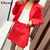 Klkxmyt Za 2022 Vintage Two Pieces Sets Women Linen Cropped Blazers Coat And High Wasit Mini Skirts Casual Women Sets