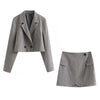 Klkxmyt Za 2022 Woman Suit Office Cropped Casual Blazers Coat And High Wasited Mini Skirts Set Women 2 Pieces Sets