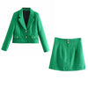Klkxmyt Za Two Piece Set Women Suit 2022 Office Texture Cropped Blazer Jacket High-Waisted Mini Skirt Sets Woman Outfit