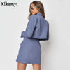 Klkxmyt Za Two Pieces Sets Women 2022 Casual Cropped Blazer Jacket+ Single-Breasted Skirts Spring Autumn Solid Office Wear Set