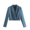 Klkxmyt Za Two Pieces Sets Women 2022 Casual Cropped Blazer Jacket+ Single-Breasted Skirts Spring Autumn Solid Office Wear Set