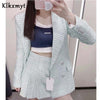 Klkxmyt Za Women Suit Office Plaid Texture Woolen Blazer Jacket+High-Waisted Mini Skirt Sets Spring 2 Piece Set Women