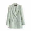 Klkxmyt Za Women Suit Office Plaid Texture Woolen Blazer Jacket+High-Waisted Mini Skirt Sets Spring 2 Piece Set Women