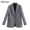 Klkxmyt Za Women Suits With Skirt Sets 2022 Houndstooth Office Single Button Blazer 2 Piece Set Mini Skirt Woman Suit