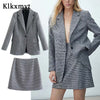 Klkxmyt Za Women Suits With Skirt Sets 2022 Houndstooth Office Single Button Blazer 2 Piece Set Mini Skirt Woman Suit