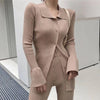 Knitted Cardigan Two Piece Sets Women Slim Sweater Suits Casual Solid Tops Female Fleece Pants Suits Streetwear Outfits