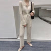 Knitted Cardigan Two Piece Sets Women Slim Sweater Suits Casual Solid Tops Female Fleece Pants Suits Streetwear Outfits