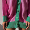 Knitted Cardigans Women Y2K Oversized V Neck Patchwork Knitwear Tops Winter Casual Loose Long Sleeve Sweater Gilet Femme