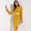 Knitted Dress Women 2022 Winter New Arrivals Fashion Long Sleeve Sweater Dresses Ladies Bodycon Knee Length Dress With Belt