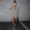 Knitted Long Sleeve Black Sexy Bodysuit Jumpsuit Women Clothing Club Zipper Romper Clothes Female Streetwear Overalls Shorts