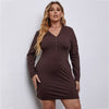 Knitted Long Sleeves Mini Dress Women 2023 Spring Sexy V Neck Button Solid Plus Size Casual Bodycon Dresses Woman