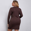 Knitted Long Sleeves Mini Dress Women 2023 Spring Sexy V Neck Button Solid Plus Size Casual Bodycon Dresses Woman