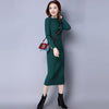 Knitted Winter Dress Women Office Sexy Slim Bodycon Dresses Elastic Skinny Long Sweater Dress Winter Warm Vestidos Femme A102