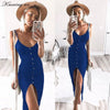 Sexy v neck buttons maxi dress Women strap casual split party long summer dress Elegant bodycon sundress vesitidos