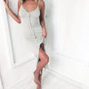 Sexy v neck buttons maxi dress Women strap casual split party long summer dress Elegant bodycon sundress vesitidos