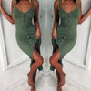 Sexy v neck buttons maxi dress Women strap casual split party long summer dress Elegant bodycon sundress vesitidos