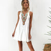 White Ruffles Sleeveless dress Women Floral print A line Dress Summer Pattern Print Sundress Ladies party Mini Dress