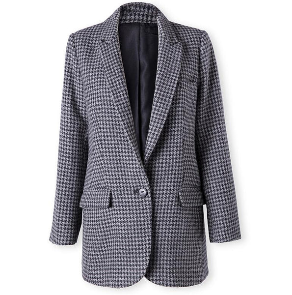 Autumn Winter Women's Wo Blazer Jacket Ladies High Quality Plaid Suit Jacket Vintage Work Plaid Blazers Women