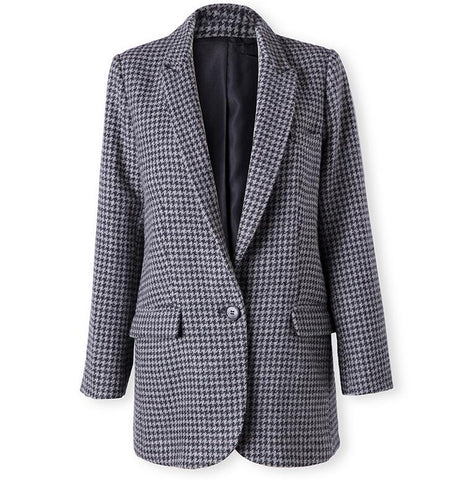 Autumn Winter Women's Wo Blazer Jacket Ladies High Quality Plaid Suit Jacket Vintage Work Plaid Blazers Women