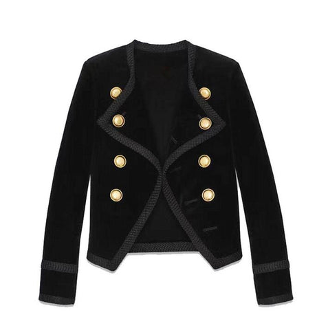 Slim Black Velvet Blazers Women Double Breasted Lapel Work Suit Blazer Female Suit Jacket Slim Lady Office Coats
