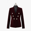 Wine red Black Blue Velvet Blazer Women Double Breasted Button Casual Suit Coat Jackets Female Velvet Jacket
