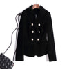 KoHuiJoo 2023 Spring Autumn Women's Blazers Long Sleeve Golden Button Slim Lady Velvet Jackets and Coats Black Wine Red