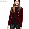 KoHuiJoo 2023 Spring Autumn Women's Blazers Long Sleeve Golden Button Slim Lady Velvet Jackets and Coats Black Wine Red